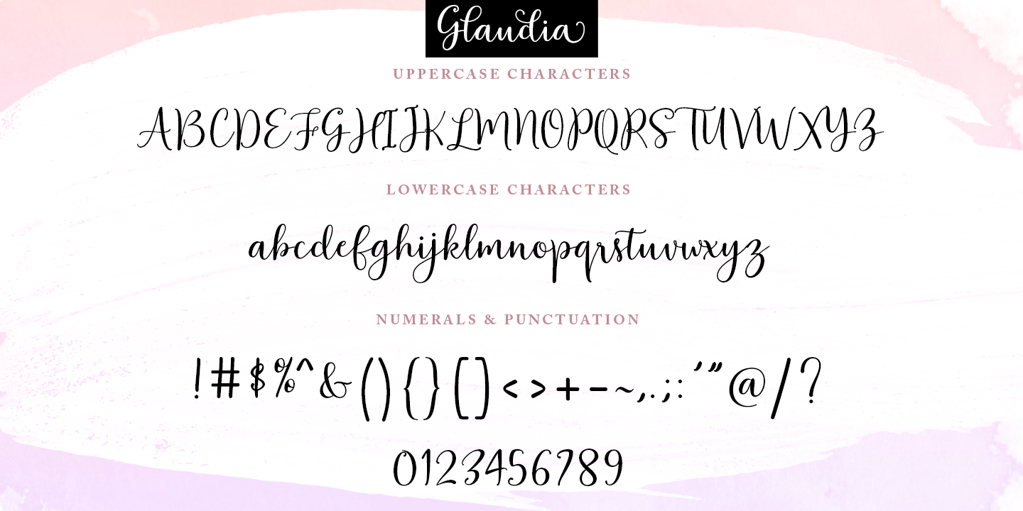 Example font Glaudia Script #5